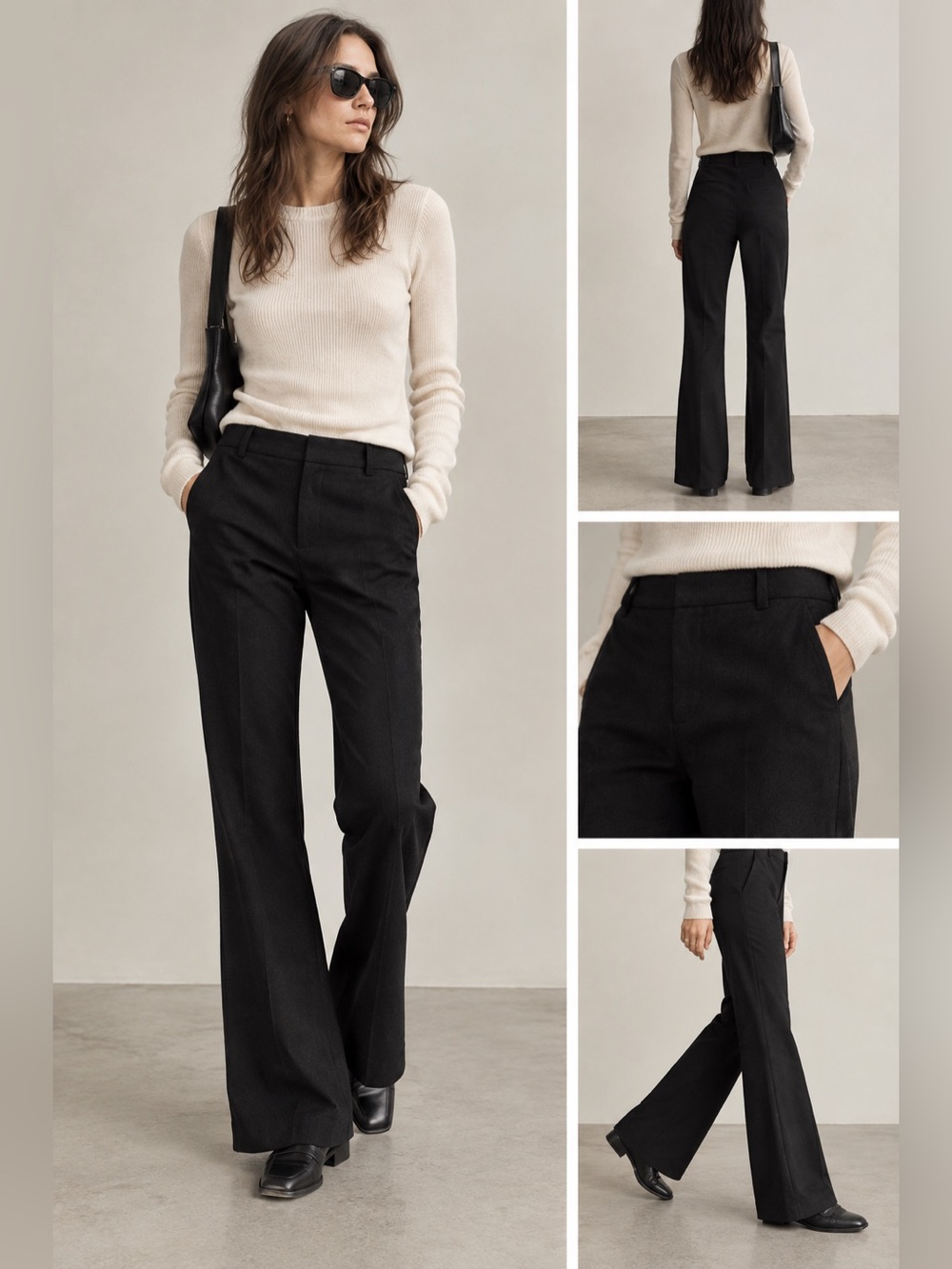 Club Monaco Y2K Wool Blend Bootcut Trousers Black Size 8